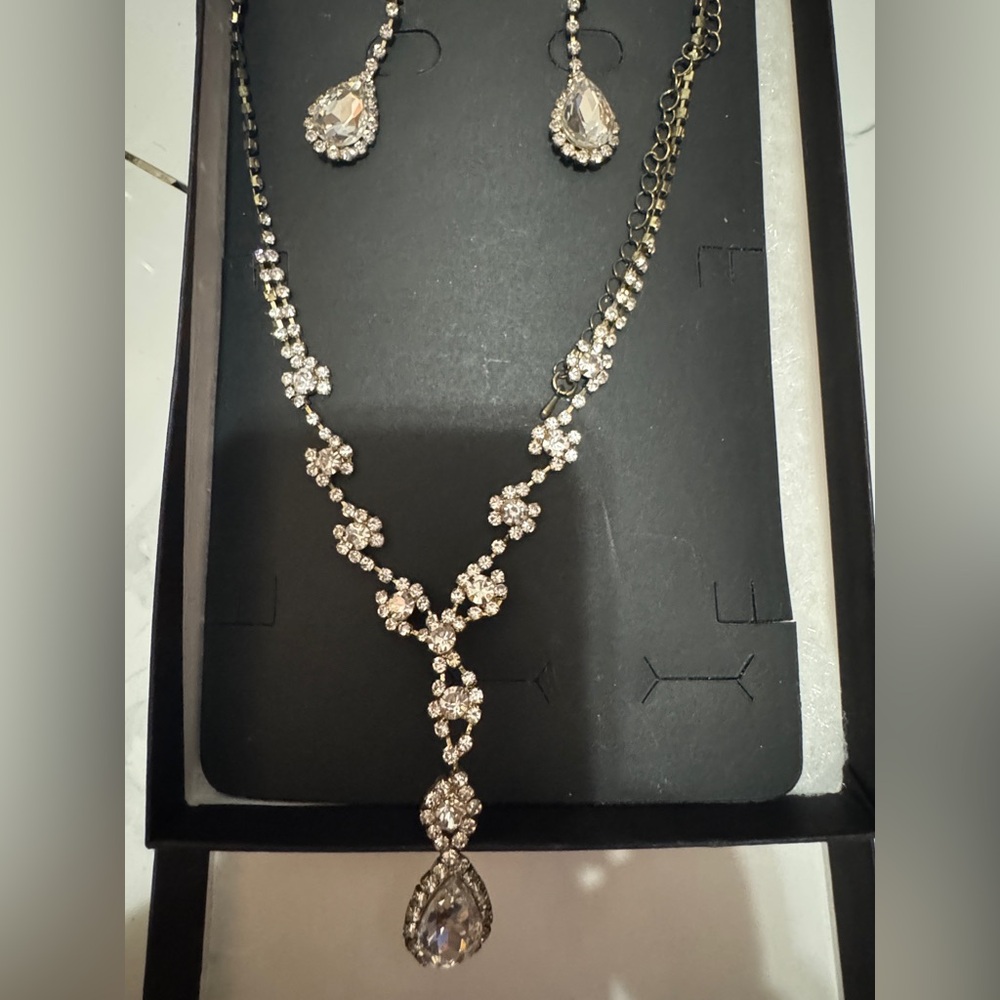 Mariell Rhinestone Necklace and Earrings Set